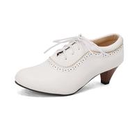 Oktoberfest Women Europe The United States Foreign Trade Spring High Heeled Shoes Flowers Retro Deep Mouth Strap Women Shoes, White, 7 UK