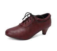 Oktoberfest Women Europe The United States Foreign Trade Spring High Heeled Shoes Flowers Retro Deep Mouth Strap Women Shoes, red, 4 UK