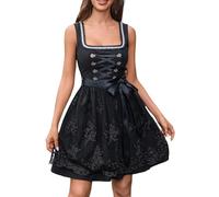 Oktoberfest Women's Costume Bavarian Fancy Dress Beer Maid Dirndl Outfit Puff Sleeve Velvet Halloween Costumes for Carnival