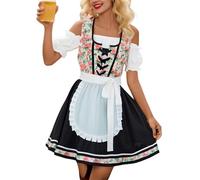 Oktoberfest Women'S Costume Carnival Dirndl Dress With Attached Apron Traditional Beer Festival Maid Bavarian Party Adult Up Costumes