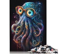 Oktopus mit Brille, 1000-teiliges Puzzle für Erwachsene und Teenager, Halloween-Geschenk, Teenager, Mann, Frau, Geschenk, 1000 Teile (75 x 50 cm)