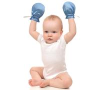 Okueejur 1 Pair Adjustable Satin Eczema Mittens for Babies Eczema Gloves Anti Scratch Eczema Relief Mittens (Blue)