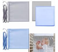 Okueejur 2 Pcs Satin Bassinet Sheet Baby Hair Protect Soft Silk Feeling Sheet Baby Bassinet for Rectangle Cradle Pad Mattress Newborn Infant (Blue+Grey)