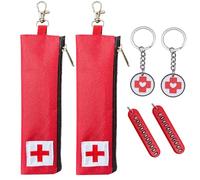 Okueejur 2PCS EpiPen Medical Carrying Case Insulated with Number Plate and Medical Logo Small Epipen Case Slim EpiPen Pouch with Clip Holds 1 EpiPen Allergy Medicine Essentials