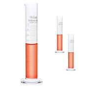 Okulab Graduated Cylinder, 2pcs of Vol.500ml, Borosilicate 3.3 Glass Cylinder, Lab Cylinders Glass Measuring Cylinder,MCG500A2