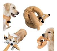 OKULLYSH Soft Tan Long Squeak Dog Toy with Sausage Dog Shape, Deformable Plush Stuffed Pet Chew Toys, Best for Small and Medium-Sized Dogs, Ideal for Keeping Pets Busy, Flexible and Decoratable