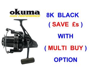 OKUMA BLACK 8K 14000 CARP REEL FOR METHOD FEEDER SPOD MARKER ROD FISHING BIG PIT