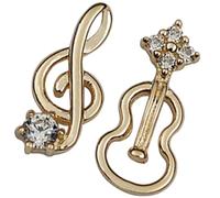 OKUMEYR 1 Pair Golden Alloy Music Earrings Studs Asymmetric Tiny Earrings Minimalism Style Dainty Jewelry Gift for Music Lovers Suitable for Party and Prom