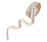OKUMEYR 1 Roll 10m Cotton Ribbon Printed Music Notes, Free to Cut Bow-Knot Making Ribbon for Party Packaging and Celebration Decorations