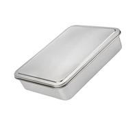 OKUMEYR 1 Set Baking Tin with Plastic lid Rectangle Stainless Steel Cake Tin or Brownie Lasagna, Brushed Finished & Easy Clean 33.5 * 28.5 * 6cm
