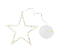 OKUMEYR 10 LED Christmas Window Lights with Suction Cup, Battery Operated Five-Pointed Star Shape Acrylic and Copper Wire, Reusable Indoor Hanging Light for Shop and Glass Decoration