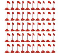 OKUMEYR 100pcs Military Table Flags Miniature Red Small Flags with Sturdy and Stable Plastic Base for Sand Table Terrain Models and Defense Education Events