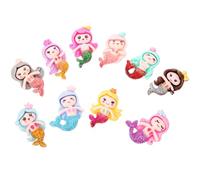 OKUMEYR 10pcs Flatback Resin Mermaid Charms Small Craft DIY Decor Accessories Creative Adorable Cartoon Mermaidmodel Shape Assorted Color for Phone Cases and Photo Frames Craft Projects