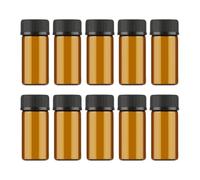 OKUMEYR 10pcs Mini Brown Glass Vials with Grain Lid Hole Plug for Essential Oils Perfumes Chemistry Travel
