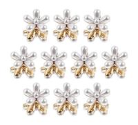 OKUMEYR 10pcs Mini Pearl Hair Claw Clips 2.5cm Small Jaw Clips with Artificial Flower Design for Women and Hair Styling Accessories