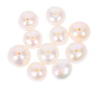 OKUMEYR 10pcs Natural Freshwater Pearl Beads White Round Loose Pearls with Hand-drilled Precision Holes, Versatile for Jewelry Making and Crafting by Professional Designers