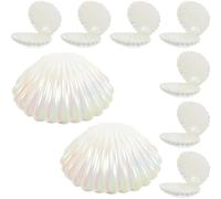 OKUMEYR 10pcs Small White Plastic Shell Candy Boxes with Vacuum Plating Technology, Long Time Shine and Resistant to Fading, for Wedding Parties and Beach Party Favour Treat Containers