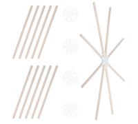 OKUMEYR 12cm Wooden Dowels Craft Building Sticks 40pcs with 5 Mandala 8-hole Wood Connectors for DIY Woodworking Models and Educational Craft Projects