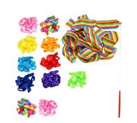 OKUMEYR 12pcs M Gymnastics Dance Ribbon with Silk Cloth and Long Stick for Rhythmic Gymnastics Training and Dancing Routines Suitable for Older and Circus Skill Performance Random Color