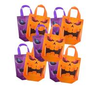 OKUMEYR 12pcs Pumpkin Candy Bags: Halloween Non Woven Pumpkin Bag Reusable Tote Candy Handles Pouch for Halloween Party Favors Supplies