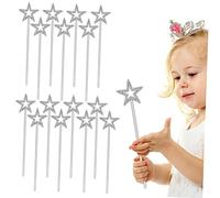 OKUMEYR 15pcs Silver Star Fairy Wands Set Plastic Angel Costume Props for Boys and Girls for Parties Stage Performances and Dress-Up