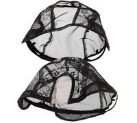 OKUMEYR 2 Pcs U Shape Lace Mesh Wig Caps Lightweight and Fit for Head Types Black Stretchable Wig Caps for Making and Hairnet Weaving