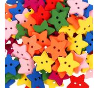 OKUMEYR 200pcs Wooden Star Buttons Five-Pointed Two-Hole DIY Sewing Buttons for Crafts Clothing Scrapbooking Embellishments