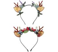 OKUMEYR 2pcs Christmas Antlers Headband Hair Hoops Handmade Cloth Material Creative Chic Design Festival Party Accessory for Costume Party and Celebration Activities