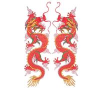 OKUMEYR 2pcs Decorative Dragon Shaped Iron on Patches for Coat and Clothing, Red Cloth Material Elegant Design, Practical and Beautiful Small Clothes Patches for DIY Embroidery