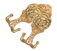 OKUMEYR 2pcs Golden Iron Rose Shaped Wall Hook with Stable Structure and Practical Usage, Double Hanger Design for Hallway and Home Wall Mounted Coat and Key Ring Holder