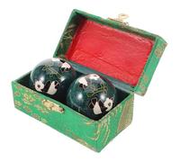 OKUMEYR 2pcs Hand Exercise Massage Balls 42mm Panda Green Enamel Low-Temperature Baoding Balls with Solid Bearing for Hand Strengthening and Muscle Relaxation
