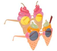OKUMEYR 2pcs Ice Cream Themed Party Glasses Lightweight Fun Sunglasses for Hawaiian Beach Luau Summer Photo Props Portable Cartoon Eyewear Decor