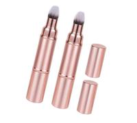 OKUMEYR 2pcs Mini Travel Makeup Brushes Double-ended Design Makeup Tool with Retractable Design and Cap, Multi-purpose Man-made Fibers and Plastic Compact Brush Set for Travel and Parties
