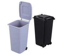 OKUMEYR 2pcs Plastic Mini Wastebasket Trash Can for Desktop with Lid, Portable and Smell Control Features, Sl nd Modern Design Suitable for Dressing Table and Home Office