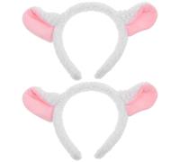 OKUMEYR 2pcs Plush Lamb Ears and Horns Headband White Sheep Hair Band with Moderate Elasticity for Kids and Adults, Portable Cute Animal Headband for Themed Parties and Photo Sessions