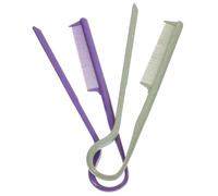 OKUMEYR 2pcs Shaped Hair Straightening Comb for Men Women Plastic Detangling Wet Comb with Rat Tail Tailoring Tool Efficient Hairdressing Styling in Purple and Green