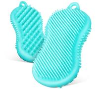 OKUMEYR 2pcs Silicone Body Scrubber Brush for Bath with Double-Sided Design and Different Density Bristles, Gentle on Skin, Drains Excess Oil, Suitable for Body and Scalp Use by Men