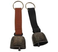 OKUMEYR 2pcs Small Loud Cow Bells for Dog Collar with Button Strap, Iron and Fabric Material Noise Maker Pet Bells for Collar, for Camping and Exploring Outdoors