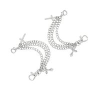 OKUMEYR 2pcs Sneaker Charms Shoe Cross Chain Decoration, Silver | Layered Iron Alloy Design with Lobster Clasps, Quick Clip-on for Combat Boots, Streetwear Styling