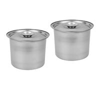 OKUMEYR 2pcs Stainless Steel Ice Cream Container Lid Food Storage Box for Homemade Desserts for Freezer Use Homes Cafes and Restaurants