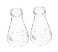 OKUMEYR 2pcs Thickened Borosilicate Glass Flasks Flat-bottomed and Erlenmeyer Experiment Bottles for Chemistry Distilling Essential Oils and Plant Extracts