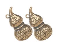 OKUMEYR 2pcs Vintage Brass Gourd Pendant Artistic Hollow Lotus Flower Keychain Bag Charm for Feng Shui Car Hanging Decoration for Jewelry DIY Making and Personal Collections