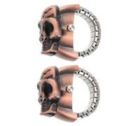 OKUMEYR 2pcs Vintage Skull Flip Clamshell Finger Watch Adjustable Punk Ring Watches for Women Men Chic Analog Accessory Material