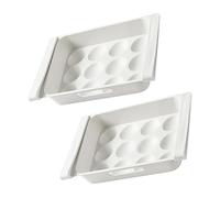 OKUMEYR 2pcs White Plastic Egg Container for Refrigerator with Large Capacity 12-grids Drawer Type Egg Holder to Keep Fresh and Prevent from Being Crushed for Home Kitchen Storage