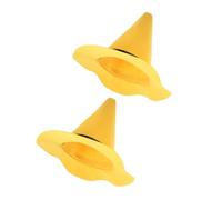 OKUMEYR 2pcs Yellow Felt Wizard Hats with Large Brim and Pointed Design, Soft and Unisex Fantasy Dress up Accessories for Halloween Fireplaces and Corridors