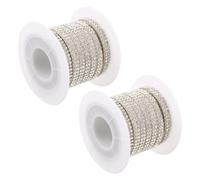 OKUMEYR 2rolls Yards White Rhinestone Ribbon Roll with Sparkling Design and Brilliant Diamond-Like Clarity, Flexible Adhesive Crystal Bling Strip for Everyday Craft Designs and Car
