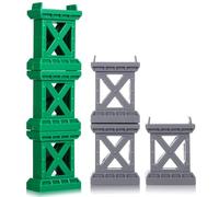 OKUMEYR 30 Pcs Train Bridge Pier Track Wooden Train Suspension Bridges Support Accessories Multi Level Support Risers Compatible with All Major Brands, 2 Colors