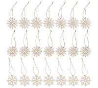 OKUMEYR 30pcs Unfinished Mini Wood Snowflake Ornaments with Jute Twine, Rustic Wooden Snowflake Cutouts for DIY Painting and Winter Home Decoration