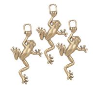 OKUMEYR 3pcs Brass Frog Charms Pendants Keychain Decorations Smooth Polished Retro Style Unique Craft Gifts for Friends and Jewelry Making