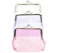 OKUMEYR 3pcs Dazzle Glitter Coin Purse Set Small Change Pouch for Wallets in White Purple Pink, Lightweight Compact Accessory for Everyday Use